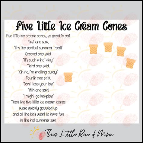 ice cream rhymes|5 little ice cream cones.